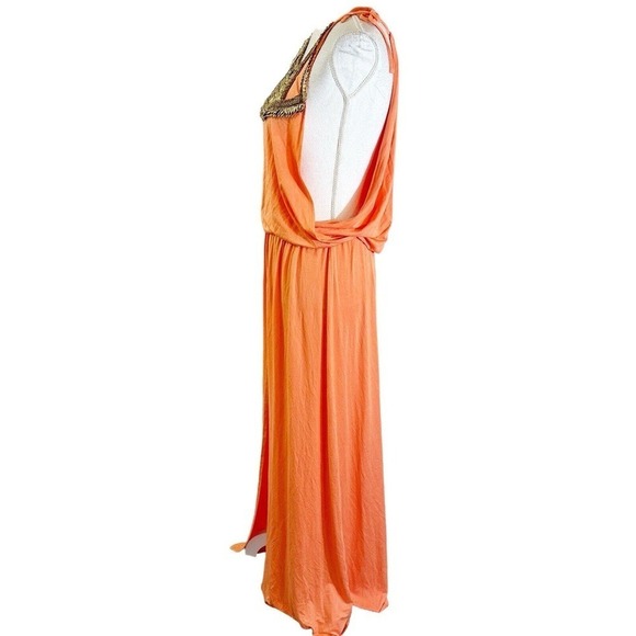 Melissa Odabash Womens Sanella Maxi Dress Gold Embellish Neck Cruise Resortwear - Picture 3 of 7